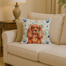 Load image into Gallery viewer, Ruby English Toy Spaniel Coastal Sea Glass Throw Pillow