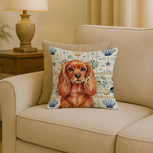 Load image into Gallery viewer, Ruby English Toy Spaniel Coastal Sea Glass Throw Pillow