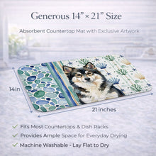 Load image into Gallery viewer, Finnish Lapphund Coastal Sea Glass Dish Drying Mat