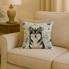 Load image into Gallery viewer, Finnish Lapphund Coastal Sea Glass Throw Pillow