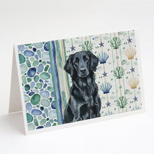 Load image into Gallery viewer, Black Flat-Coated Retriever Coastal Sea Glass Greeting Cards Pack of 8