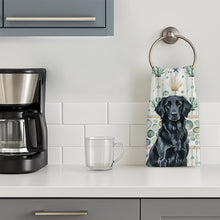 Load image into Gallery viewer, Black Flat-Coated Retriever Coastal Sea Glass Kitchen Towel