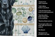 Load image into Gallery viewer, Black Flat-Coated Retriever Coastal Sea Glass Kitchen Towel