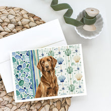 Load image into Gallery viewer, Liver Flat-Coated Retriever Coastal Sea Glass Greeting Cards Pack of 8