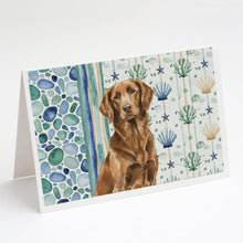 Load image into Gallery viewer, Liver Flat-Coated Retriever Coastal Sea Glass Greeting Cards Pack of 8
