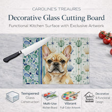 Load image into Gallery viewer, Fawn French Bulldog Coastal Sea Glass Glass Cutting Board