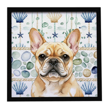 Load image into Gallery viewer, Fawn French Bulldog Coastal Sea Glass Framed Metal Print