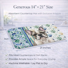 Load image into Gallery viewer, Pied French Bulldog Coastal Sea Glass Dish Drying Mat