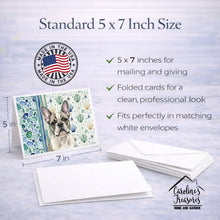 Load image into Gallery viewer, Pied French Bulldog Coastal Sea Glass Greeting Cards Pack of 8