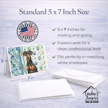 Load image into Gallery viewer, German Pinscher Coastal Sea Glass Greeting Cards Pack of 8