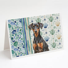 Load image into Gallery viewer, German Pinscher Coastal Sea Glass Greeting Cards Pack of 8
