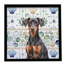 Load image into Gallery viewer, German Pinscher Coastal Sea Glass Framed Metal Print