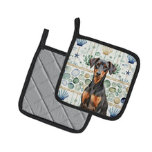 Load image into Gallery viewer, German Pinscher Coastal Sea Glass Pair of Pot Holders