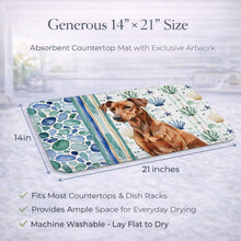Load image into Gallery viewer, Red German Pinscher Coastal Sea Glass Dish Drying Mat