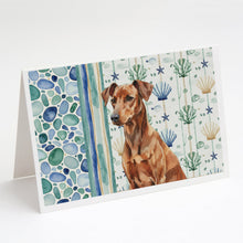 Load image into Gallery viewer, Red German Pinscher Coastal Sea Glass Greeting Cards Pack of 8