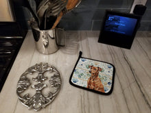 Load image into Gallery viewer, Red German Pinscher Coastal Sea Glass Pair of Pot Holders