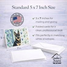 Load image into Gallery viewer, Black and Tan German Shepherd Coastal Sea Glass Greeting Cards Pack of 8