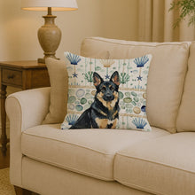 Load image into Gallery viewer, Black and Tan German Shepherd Coastal Sea Glass Throw Pillow