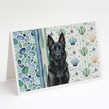 Load image into Gallery viewer, Black German Shepherd Coastal Sea Glass Greeting Cards Pack of 8