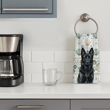 Load image into Gallery viewer, Black German Shepherd Coastal Sea Glass Kitchen Towel