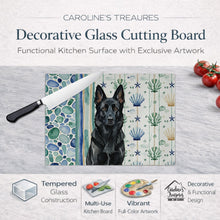 Load image into Gallery viewer, Black German Shepherd Coastal Sea Glass Glass Cutting Board
