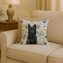 Load image into Gallery viewer, Black German Shepherd Coastal Sea Glass Throw Pillow