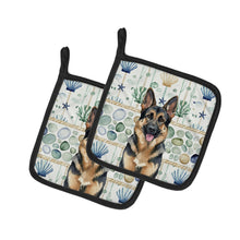 Load image into Gallery viewer, German Shepherd Coastal Sea Glass Pair of Pot Holders