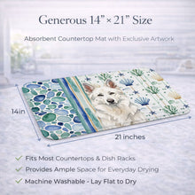 Load image into Gallery viewer, White German Shepherd Coastal Sea Glass Dish Drying Mat