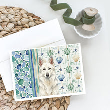 Load image into Gallery viewer, White German Shepherd Coastal Sea Glass Greeting Cards Pack of 8