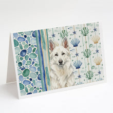 Load image into Gallery viewer, White German Shepherd Coastal Sea Glass Greeting Cards Pack of 8