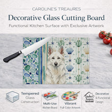Load image into Gallery viewer, White German Shepherd Coastal Sea Glass Glass Cutting Board