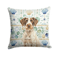 Load image into Gallery viewer, Liver and White German Wirehaired Pointer Coastal Sea Glass Throw Pillow