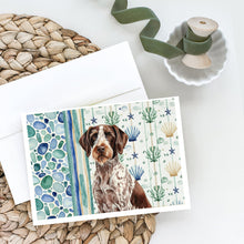 Load image into Gallery viewer, Roan German Wirehaired Pointer Coastal Sea Glass Greeting Cards Pack of 8