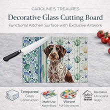 Load image into Gallery viewer, Roan German Wirehaired Pointer Coastal Sea Glass Glass Cutting Board