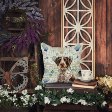 Load image into Gallery viewer, Roan German Wirehaired Pointer Coastal Sea Glass Throw Pillow