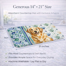 Load image into Gallery viewer, Golden Retriever Coastal Sea Glass Dish Drying Mat