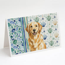 Load image into Gallery viewer, Golden Retriever Coastal Sea Glass Greeting Cards Pack of 8