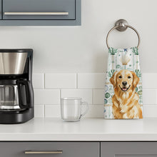 Load image into Gallery viewer, Golden Retriever Coastal Sea Glass Kitchen Towel