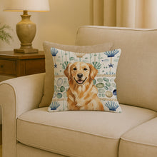 Load image into Gallery viewer, Golden Retriever Coastal Sea Glass Throw Pillow