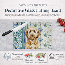 Load image into Gallery viewer, Goldendoodle Coastal Sea Glass Glass Cutting Board