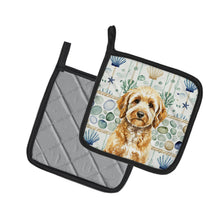 Load image into Gallery viewer, Goldendoodle Coastal Sea Glass Pair of Pot Holders