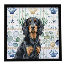 Load image into Gallery viewer, Gordon Setter Coastal Sea Glass Framed Metal Print