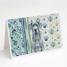 Load image into Gallery viewer, Blue Great Dane Coastal Sea Glass Greeting Cards Pack of 8