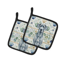 Load image into Gallery viewer, Blue Great Dane Coastal Sea Glass Pair of Pot Holders