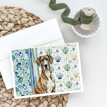 Load image into Gallery viewer, Brindle Great Dane Coastal Sea Glass Greeting Cards Pack of 8