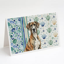 Load image into Gallery viewer, Brindle Great Dane Coastal Sea Glass Greeting Cards Pack of 8
