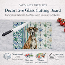 Load image into Gallery viewer, Brindle Great Dane Coastal Sea Glass Glass Cutting Board