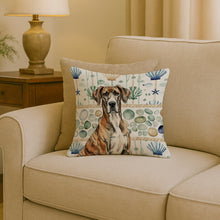 Load image into Gallery viewer, Brindle Great Dane Coastal Sea Glass Throw Pillow