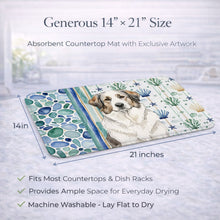 Load image into Gallery viewer, Badger Great Pyrenees Coastal Sea Glass Dish Drying Mat