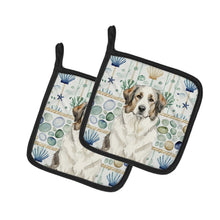 Load image into Gallery viewer, Badger Great Pyrenees Coastal Sea Glass Pair of Pot Holders